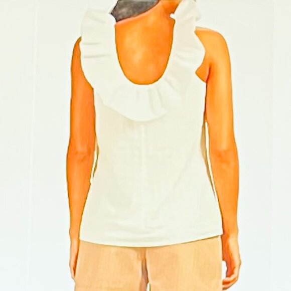 Trina Turk Twin Falls Sleeveless Ruffled Top in White (L) New with Tag - Picture 3 of 11